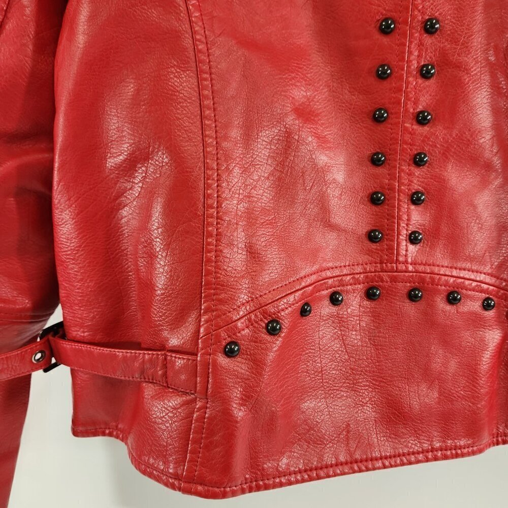 SPYM Faux Leather Moto Jacket Red Size Medium NWT - Picture 9 of 12